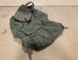 Russian Backpack - Green with Red Leather Trim