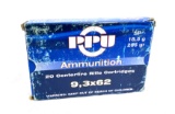 20rds. PPU 9.3x62 285gr. Ammunition