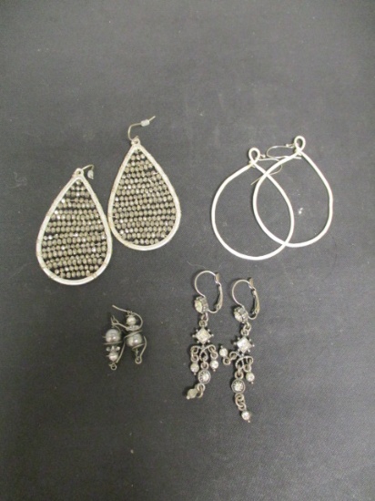 4 Pair of Silvertone Earrings