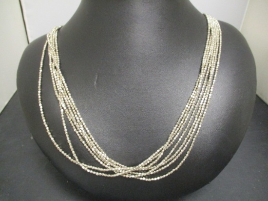 48" Multi-Strand Silvertone Necklace