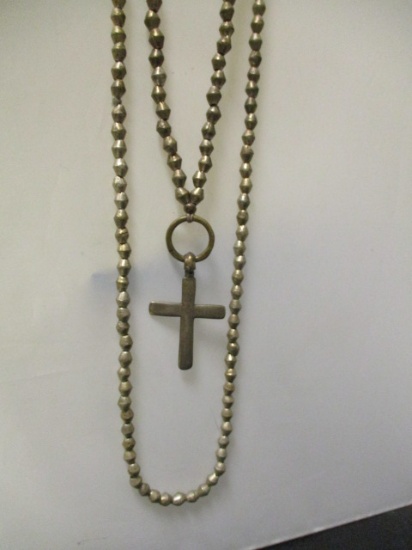 Set of 2 Goldtone Necklaces- 1 with Cross