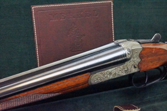 Excellent 1988 Merkel Gebruder 147E 20 GA. SXS Double Barrel Shotgun in Factory Leather Case