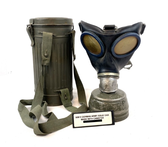 WWII German Army Issue Gas Mask with Canister