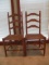 Pair of Ladder Back Chairs with Rush Seats