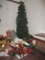Corner Lot of Christmas Decorations - 7' Tree, Ornaments, Wrapping, Floral