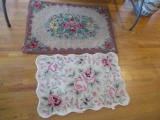 Two Floral Pattern Hook Rugs