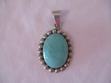 Turquoise Pendant Marked Mexico 925