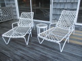 Pair of Lounge Chairs and Small Glass Top Table