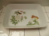 Rectangular Dish with Birds and Flowers