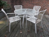 Glass Top Outdoor Table with Four Chairs