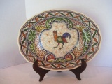 Hand Painted Oval Bowl from Portugal with Stand
