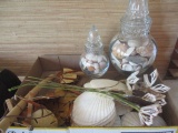 Carved Seashell Flowers, Three Glass Containers with Shells, Loose Shells, Sand Dollar Wall Art