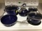 4 Pieces Chantal Cobalt Blue Cookware and Cobalt Blue Kitchen Aid Teapot