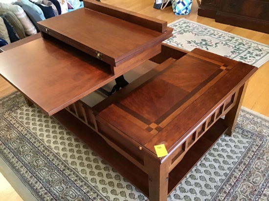 Large Heavy Coffee Table with Lift Up Writing Desk