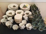 Large Group of Vintage Christmas China and Glassware
