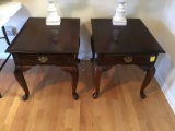 Pair of Mahogany Finish End Tables, Queen Anne