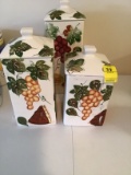 Set of 3 Large Cannisters - Wine & Fruit Motif