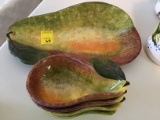 Large Pear Platter with 4 Pear Shaped Bowls