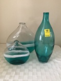 Set of 3 Decorative Glass Bottles/Vases