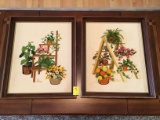 Pair of Framed Needlework Framed Florals