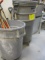 Four Rubbermaid Brute Trash Cans with Three Lids and Three Dollies