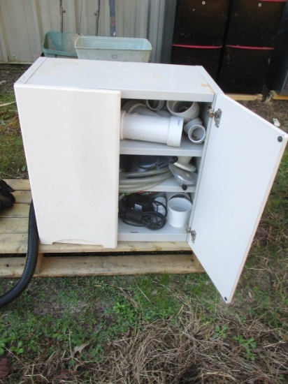 Metal Cabinet with Laminate Doors and Contents