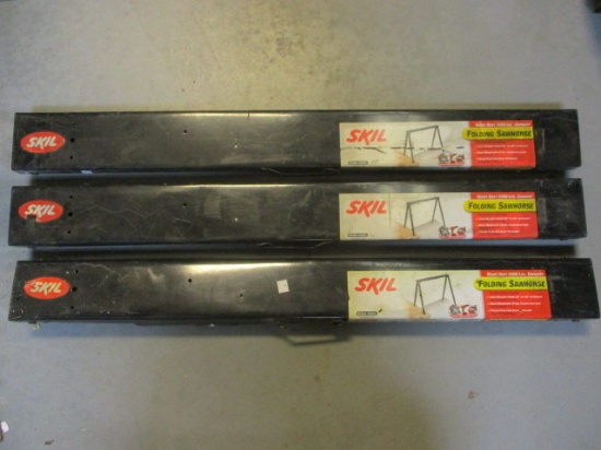 Three Skil Metal Folding Sawhorses