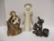Paper Mache Mary And Jesus, Partylite Nativity Taper Holder,