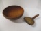 Round Wooden Dough Bowl And Wooden Scoop