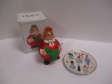 Department 56 Mrs. Claus Ornament And  Quill & Fox Santa Snack Plate
