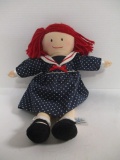 2003 Plush Madeline Doll In Navy Polka Dot Dress