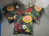 Three Outdoor Floral Accent Pillows