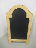 Standing Chalkboard With Burlap And Brass Tack Arched Frame