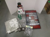 Knit Snowman Plush, Snowflake Dishes,