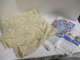 Nice Crochet Tablecloth/Coverlet And 2