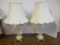 Pair of Glass Lamps with Brass Bases