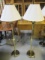 Pair of Glass Top Table Brass Candle Stick Floor Lamps