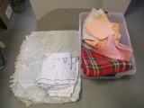 Tote of Sheets, Table Cloths and Bedspread