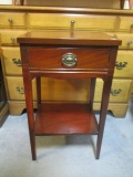 Mahogany Finish Table with Drawer and Undershelf