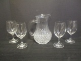 Glass Pitcher and Four Wine Glasses