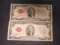 Lot of 2 $2 Red Seals- 1928E
