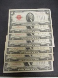 Lot of 7 $2 Red Seals- 1928G