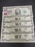 Lot of 5 $2 Bills- 2003 (2), 1976 (2), 1995- 1 is Postmarked