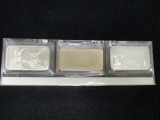 Lot of (3) 1 oz. .999 Pure Silver Bars