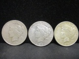 3 Peace Silver Dollars- 1923, 1923D, 1923S