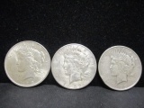 3 Peace Silver Dollars-1923, 1923S, 1922D