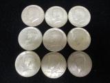 Lot of (9) 1964D Kennedy Half Dollars