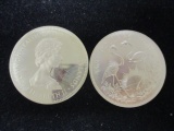 Lot of (2) 1971 Bahama Islands $2 Sterling Silver Coins