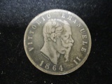 1864 5 Lire Coin- .900 Silver
