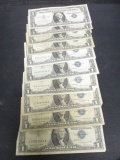 Lot of (10) 1957A $1 Silver Certificates- Blue Seals